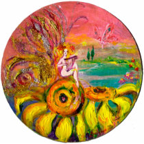 FAIRY OF THE SUNFLOWERS yellow orange pink sparkle Acrylic Cut Outs