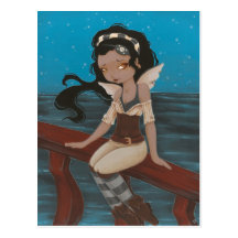 fairy pirate ship sea  Post Card