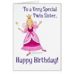 Fairy Princess Birthday Card for a Twin Sister