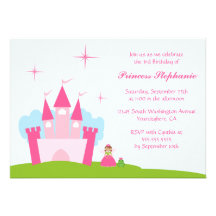 Fairy princess castle birthday party invitation