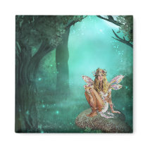 Fairy Sitting on a Mushroom Patch Magnet