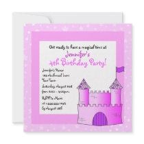 Fairy Tale Castle Themed Child Birthday - Pink Personalized Invitations