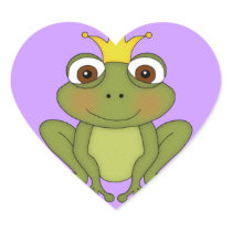 Fairy Tale Frog Prince with Crown Heart Sticker