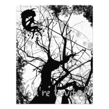 FAIRY WEBBY TREE BUBBLES B&W CUSTOM INVITE