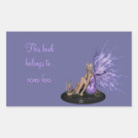 Fairy with mutli-colour purple wings Bookplate Rectangular Sticker