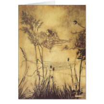 Fairy's Tightrope by Arthur Rackham, Vintage Art Cards