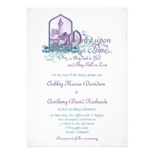 Fairytale Purple Teal Castle Once Upon Wedding Card