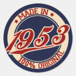 Fait en 1953 autocollants ronds