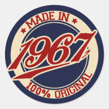 Fait en 1967 autocollants ronds