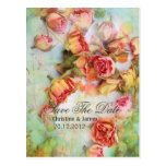 Faites gagner la date, roses vintages secs cartes postales