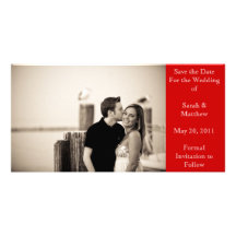 Faites gagner la date - rouge photocartes personnalisées