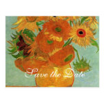 faites gagner la date, tournesols de Van Gogh Cartes Postales