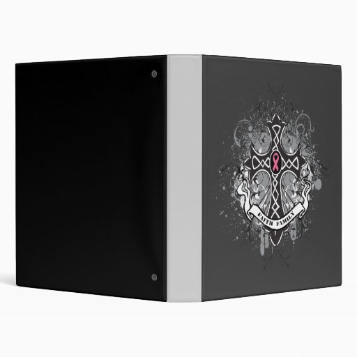 Faith Family Prayer Cross - Breast Cancer Vinyl Binder