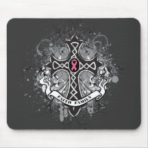 Faith Family Prayer Cross - Breast Cancer Mousepad
