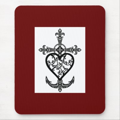 Faith Hope and Charity Filigree Emblem Mousepad by dezine01bo