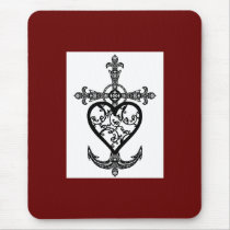 Faith Hope and Charity Filigree Emblem Mousepad