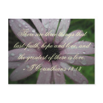 Faith Hope and Love Bible verse Postcard