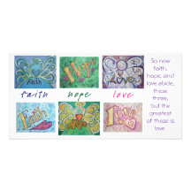 Faith Hope Love Angel Word Art Collage Photo Card