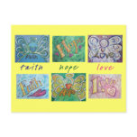 Faith Hope Love Angel Word Collage Postcard