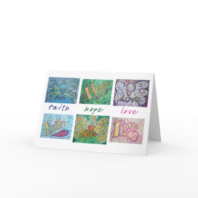Faith Hope Love Angel Word Greeting or Note Cards by donnabellasangels