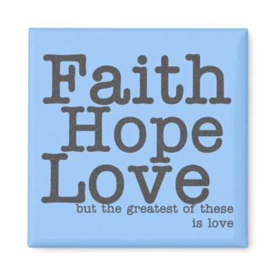 Faith Hope Love Blue Magnet by RoamingRosie