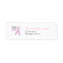 Faith, Hope, Love - Breast Cancer Support Return Address Label