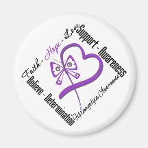 Faith Hope Love Butterfly - Fibromyalgia Awareness Refrigerator Magnet