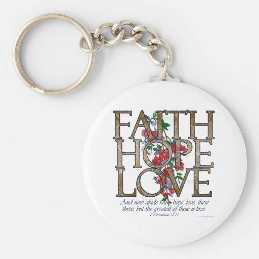 Faith Hope Love Christian Bible Verse Keychain