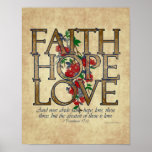 Faith Hope Love Christian Bible Verse Posters
