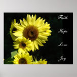 Faith Hope Love Joy art prints Sunflowers