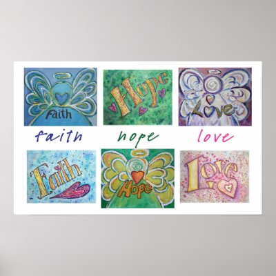 Faith Hope Love Word Collage Art Poster Print by donnabellasangels