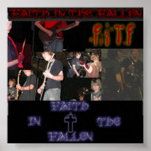 Faith in the fallen colage and glow logo poster