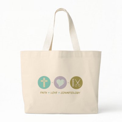 Faith Love Cosmetology Tote Bags by sciencewillprevail