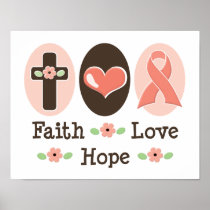 Faith Love Hope Breast Cancer Pink Ribbon Poster