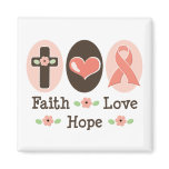 Faith Love Hope Pink Ribbon Breast Cancer Magnet
