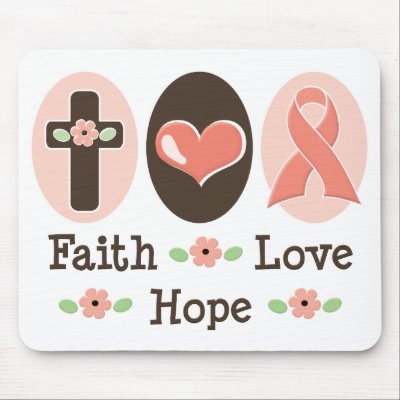 Faith Love Hope Pink Ribbon Mouse Pad by PinkRibbonTeesGifts
