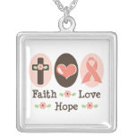 Faith Love Hope Pink Ribbon Necklace