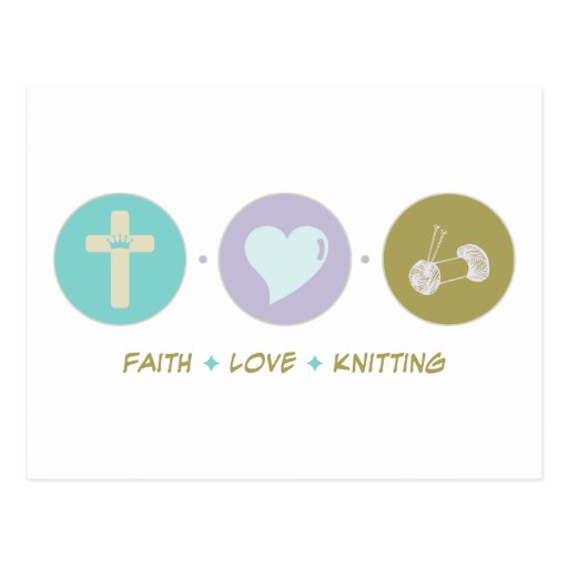 Faith Love Knitting Postcard
