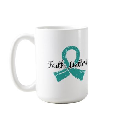 Faith Matters 5 Ovarian Cancer Mug by awarenessgifts