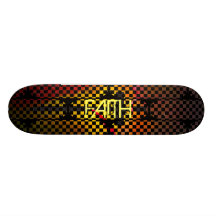 Faith rainbow chequered skateboard