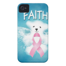 FAITH White Angel Teddy Bear Pink Ribbon iPhone 4 Covers