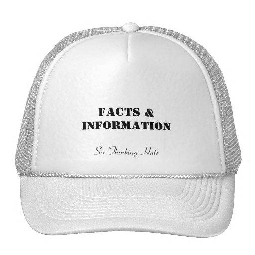 Faits et information, six chapeaux de pensée casquette