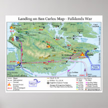 Falkland War Landing in San Carlos Map Poster