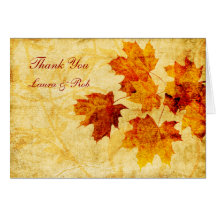 fall autumn brown wedding Thank You Greeting Cards