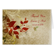 fall autumn brown wedding Thank You Greeting Cards