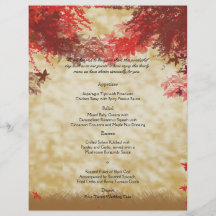 Fall Colors: Burgundy and Red Branch Wedding Menu Flyer Design