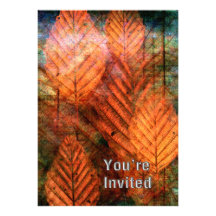 Fall Coloured Leaves Invitation