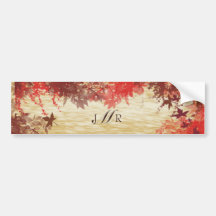 Fall Colours: Burgundy and Red Branch with Monogra Bumper Stickers