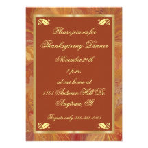 Fall Colours Marbled Paper Thanksgiving Invitation