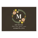 Fall Floral Wreath Monogram Save Date Custom Invitation